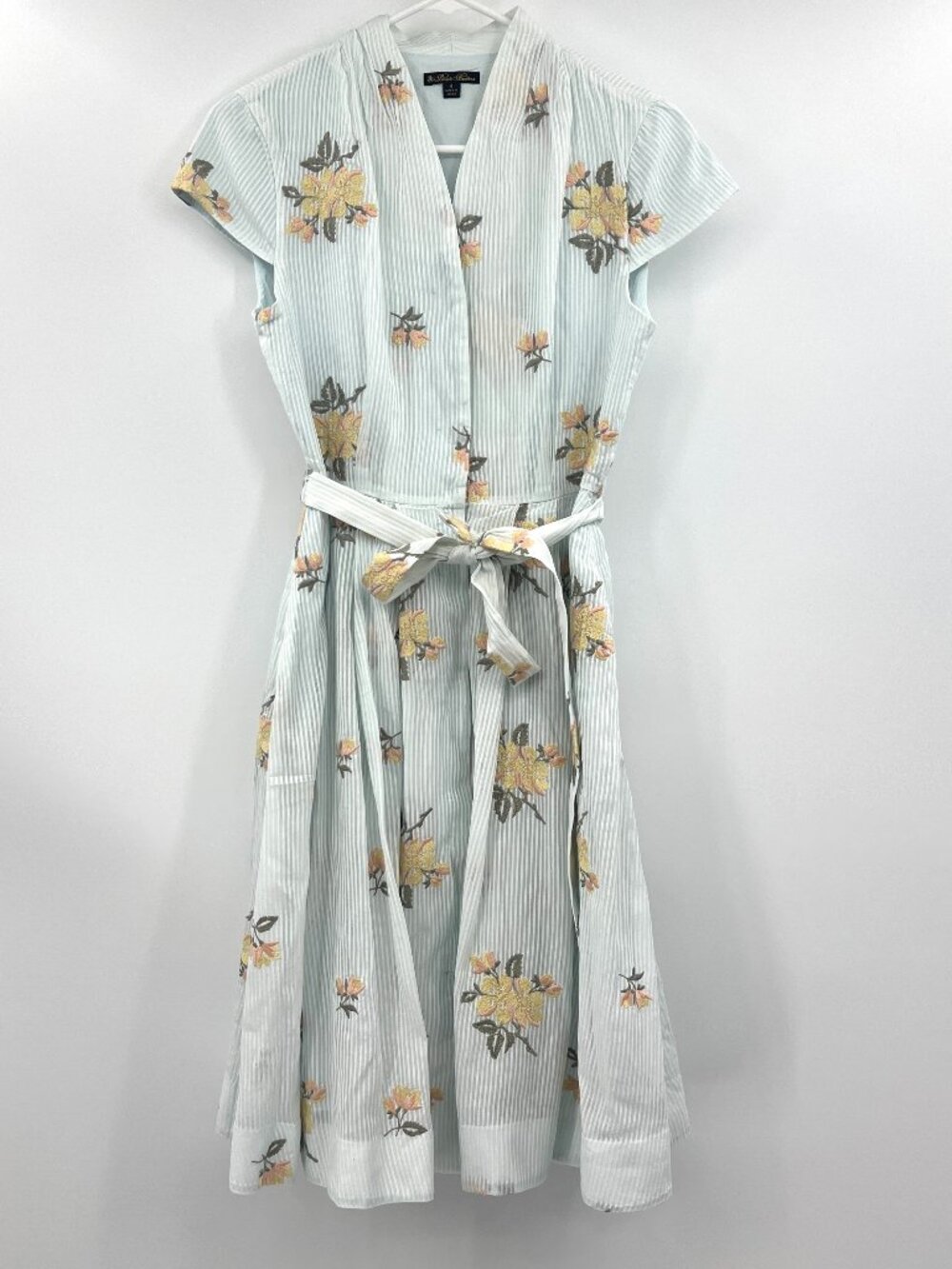 Brooks Brothers Cotton Silk Blend Embroidered Sleeveless Dress Women's 4